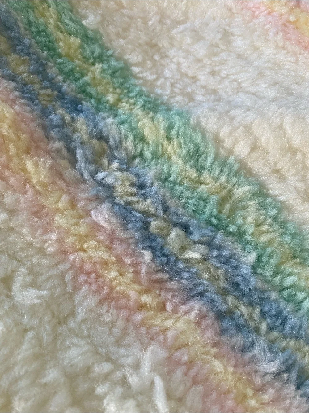 Vintage 1970s 80s Fuzzy Toilet Lid Cover Rainbow Pastel NOS